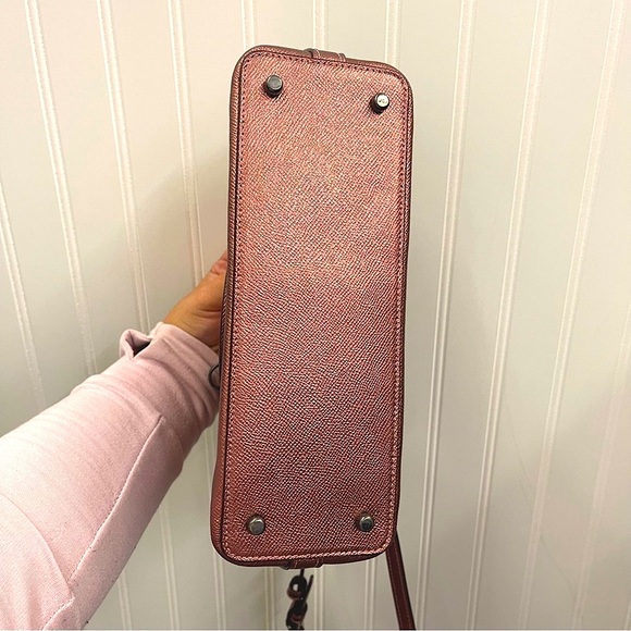 Coach Mini Sierra Satchel Crossbody Bag Metallic Dusty Blush Pink - Picture 6 of 6
